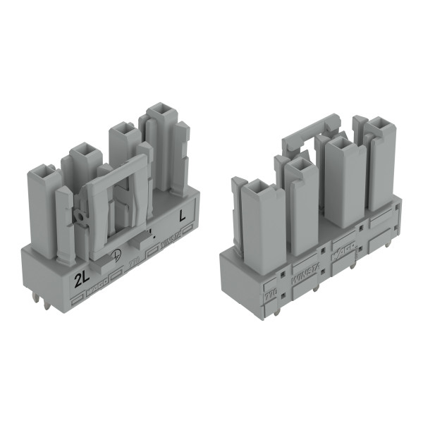 Connecteur femelle pour circuits imprimés droit 4 pôles, gris