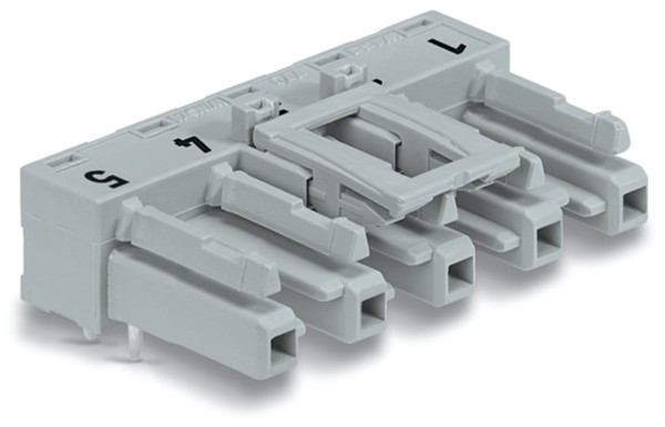 Connecteur femelle pour circuits imprimés coudé 5 pôles, gris