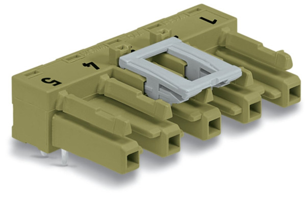 Connecteur femelle pour circuits imprimés coudé 5 pôles, vert clair