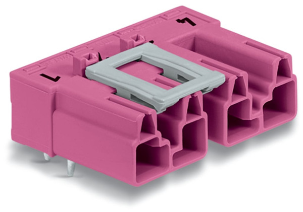 Connecteur pour circuits imprimés coudé 4 pôles, rose