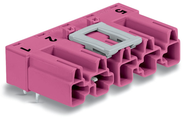 Connecteur pour circuits imprimés coudé 5 pôles, rose