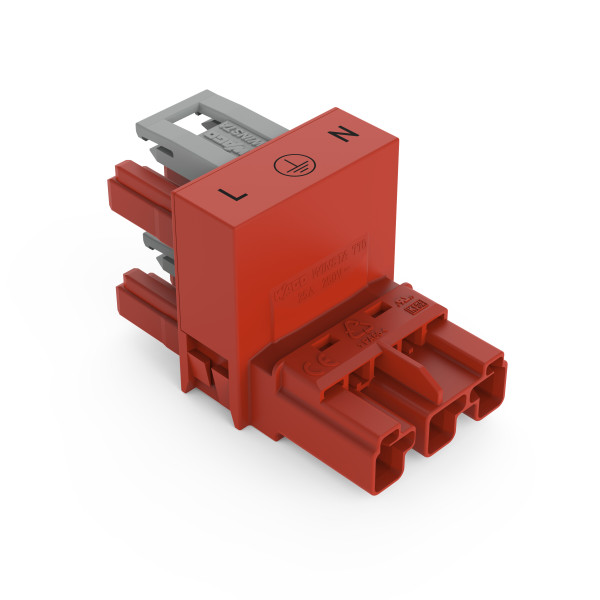 Distributeur en h connecteurs 1 mâle / 2 femelles 3 pôles / rouge - Wago - 770934