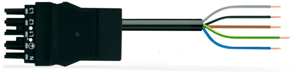 #câble de raccordement connecteur femelle ## extrémité non r 5 pôles, noir#