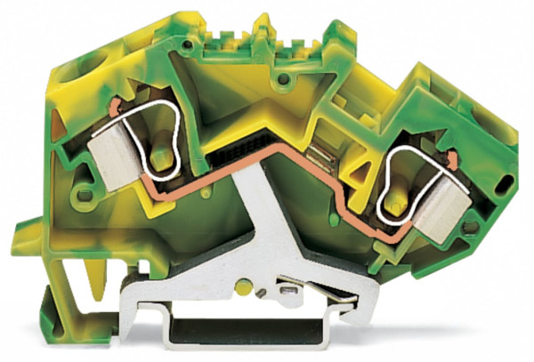 Borne de protection pour 2 conducteu 10mm², vert-jaune