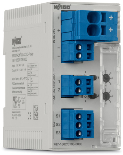 Disjoncteur électronique 24 v dc - 2 canaux 0.5...6 a avec limitation active cou