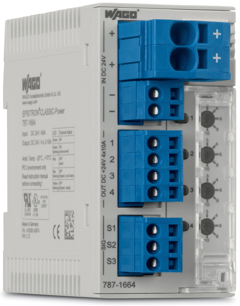 Disjoncteur électronique 24 v dc - 4 canaux 2...10 a (free contact)