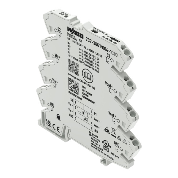 Disj. électronique monovoie 6mm règlable - 24 vdc - 0,5 à 4 a - nec class 2