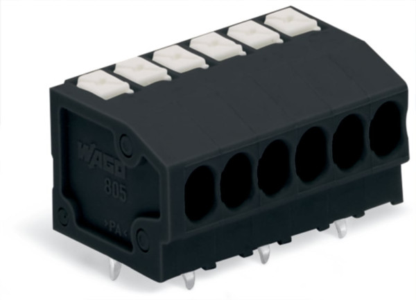 Borne pour ci thr bouton-poussoir 1,5mm² pas3.5mm 6 pôles, noir