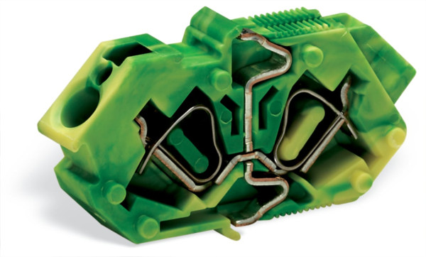 Borne centrale traversante modulaire vert-jaune