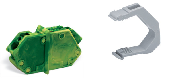 Borne modulaire traversante / 4 mm² / vert-jaune