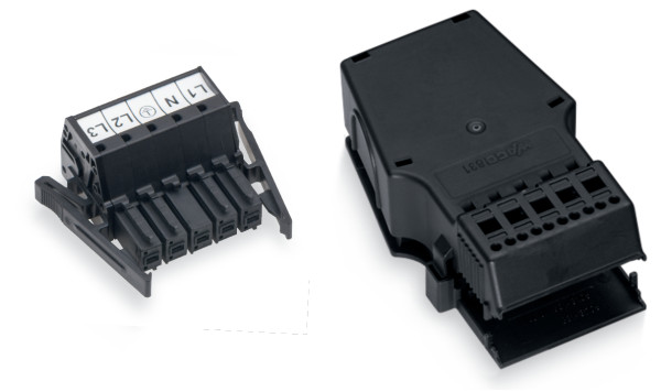 Douille avec boîtier de décharge de traction 5 pôles, noir - Wago - 8313105/1019004