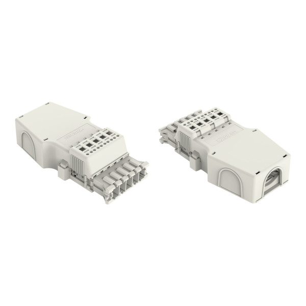 Connecteur avec boîtier de décharge de traction 5 pôles, blanc