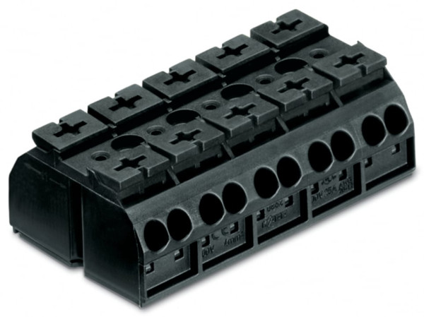 Borne de raccordement 5 pôles noir (sans marquage, fixation par vis dessus)
