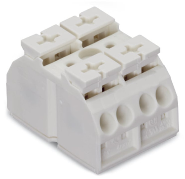 Borne de raccordement 2 pôles blanc (sans marquage, fixation par vis dessous)