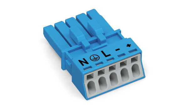 Connecteur femelle 5 pôles sans décharge de traction / bleu - Wago - 8901105