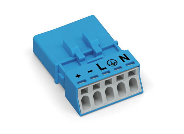 Connecteur mâle 5 pôles sans décharge de traction / bleu - Wago - 8901115