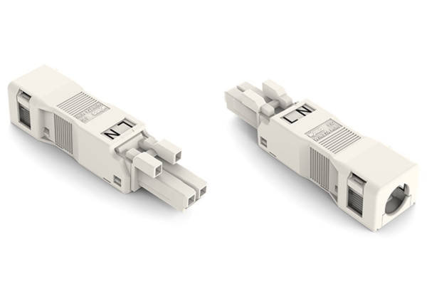Connecteur femelle 2 pôles avec décharge de traction / blanc