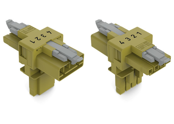 Distributeur en t 4 pôles cod. b, vert clair - Wago - 8901632