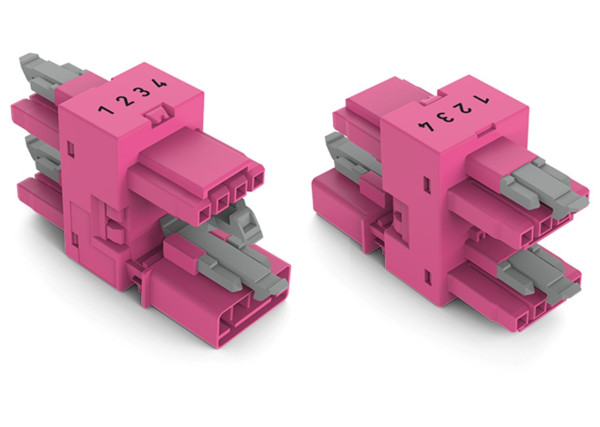 Distributeur 3 départs 4 pôles cod. b, rose - Wago - 8901736