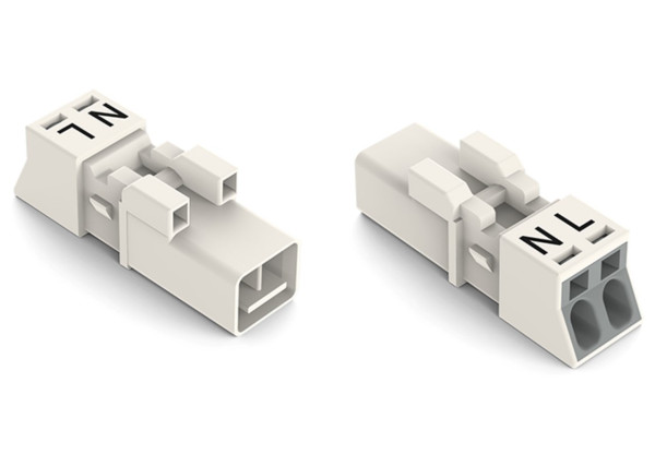 Connecteur mâle 2 pôles sans décharge de traction / blanc