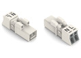 Connecteur mâle 2 pôles sans décharge de traction / blanc