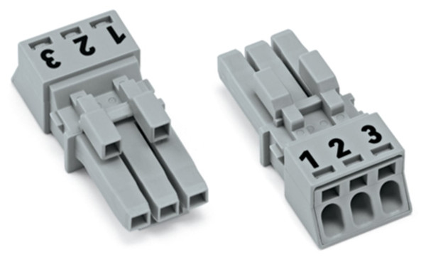 Connecteur femelle 3 pôles sans décharge de traction / gris - Wago - 890243
