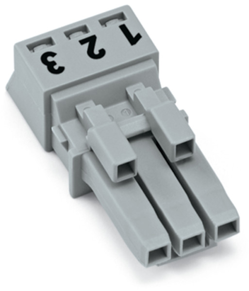 Connecteur femelle 3 pôles sans décharge de traction / gris - Wago - 890243