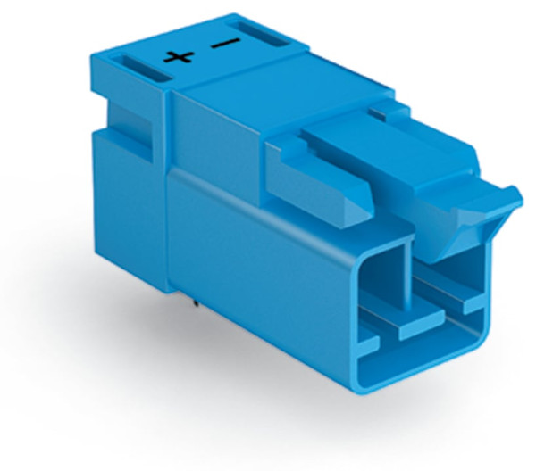Connecteur pour circuits imprimés coudé 2 pôles, bleu