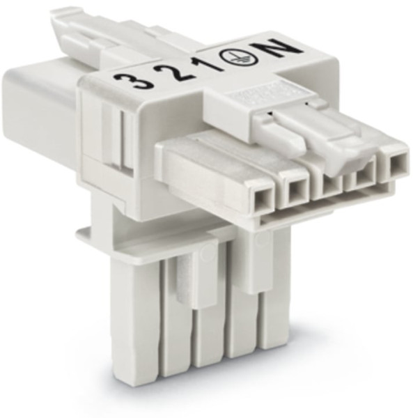 Distributeur en t 5 pôles cod. a, blanc - Wago - 890671