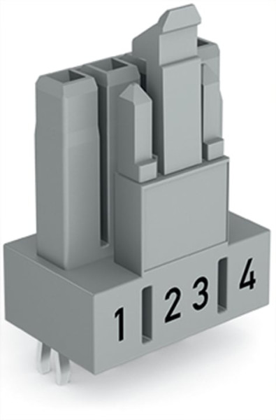 Connecteur femelle pour circuits imprimés droit 4 pôles, gris