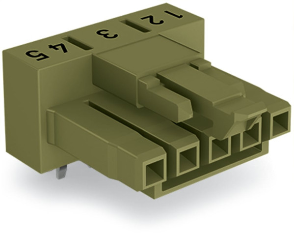 Connecteur femelle pour circuits imprimés coudé 5 pôles, vert clair - Wago - 890865/011000
