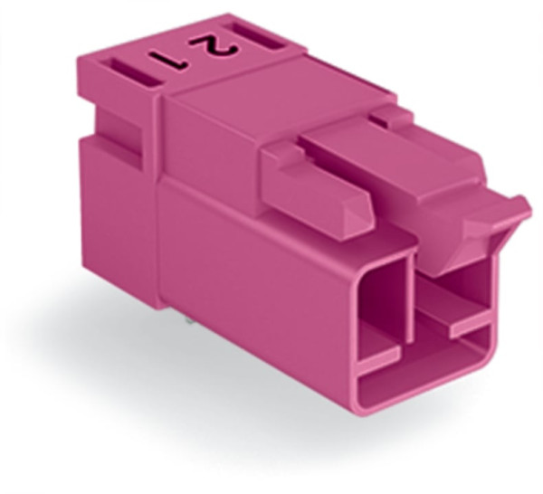 Connecteur pour circuits imprimés coudé 2 pôles, rose