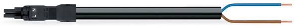 Cordon femelle/dénudé 2x1,5mm² ho5vvf noir 1m
