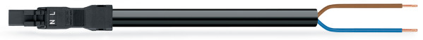 Cordon mâle/dénudé 2x1,5mm² sans halogène noir 2m