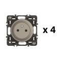 Lot 4 prises 2p+t surface céliane enjoliveurs titanium et supports