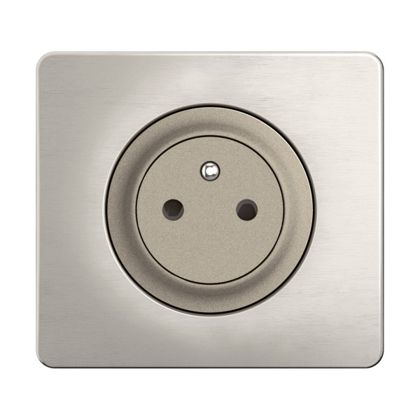 Prise 2p+t surface céliane enjoliveur titanium et support