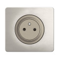 Prise 2p+t surface céliane enjoliveur titanium et support