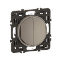 Double interrupteur ou va-et-vient céliane 10ax enjoliveur titanium et support