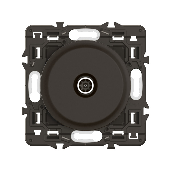 Prise tv simple mâle céliane - enjoliveur noir et support