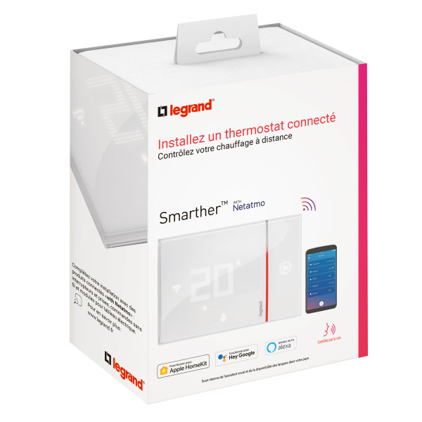 Thermostat connecté Legrand smarther pour montage encastré 2 modules IP20 blanc