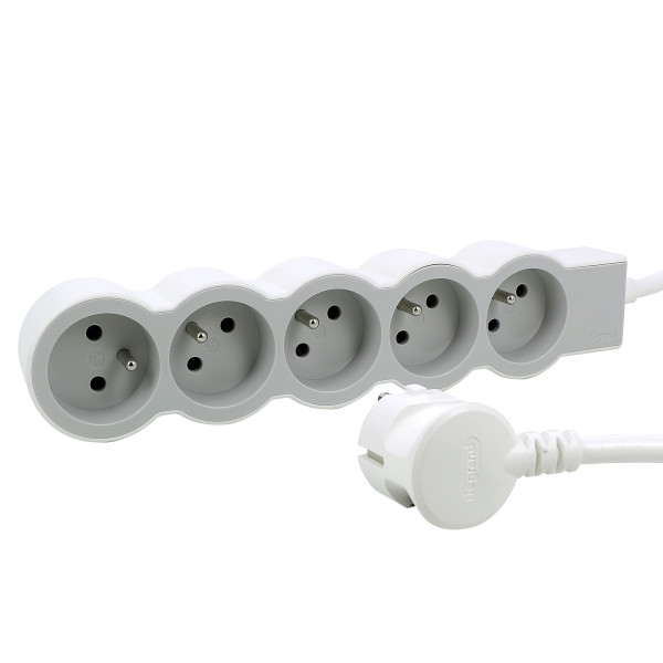 Legrand - multiprise fb 5x2p+t standard 1.5m 1mm2 blanc/gris