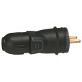 Fiche 2P+T 16A noire Legrand mâle à connexion automatique en caoutchouc IP44