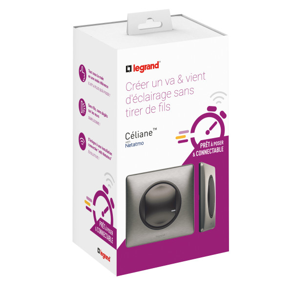 Ajouter un va-et-vient sans fil Legrand Céliane graphite 1 interrupteur sans fil et 1 interrupteur 230V 