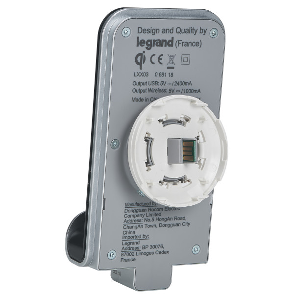 Chargeur sans fils à induction Legrand Céliane et prise USB type A