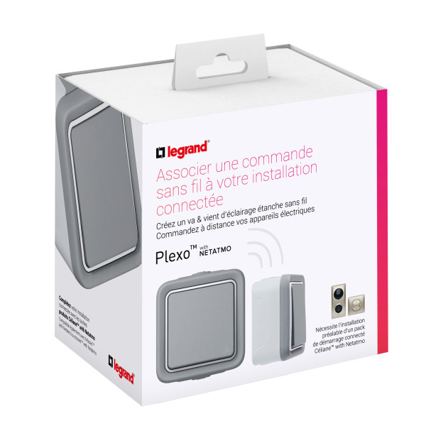Commande sans fil étanche Plexo With Netatmo - Montage saillie gris