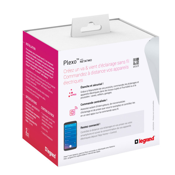 Commande sans fil étanche Plexo With Netatmo - Montage saillie gris