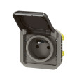 Prise de Courant avec Terre étanche avec Volet Plexo Legrand 16 A 250 V – Finition Anthracite - à Equiper d’un Boîtier ou une Plaque Support