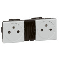 Legrand Mosaic prise 2x2p+t f/b surface alu