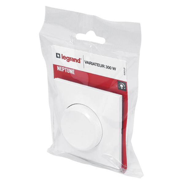 Interrupteur variateur à bouton Neptune - 300 W - Blanc