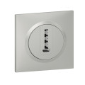 Prise téléphone aluminium Legrand Dooxie en T avec plaque de finition